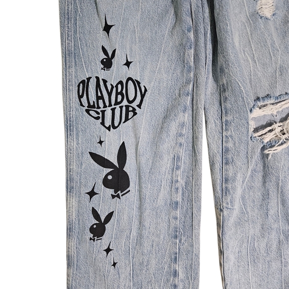 Playboy By PacSun Eco Super Distressed High Waisted Baggy Jeans size 24 - Picture 10 of 14